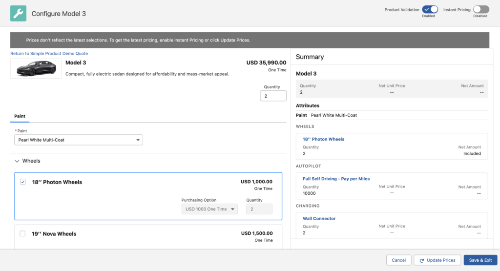 Salesforce RLM Product Configurator
