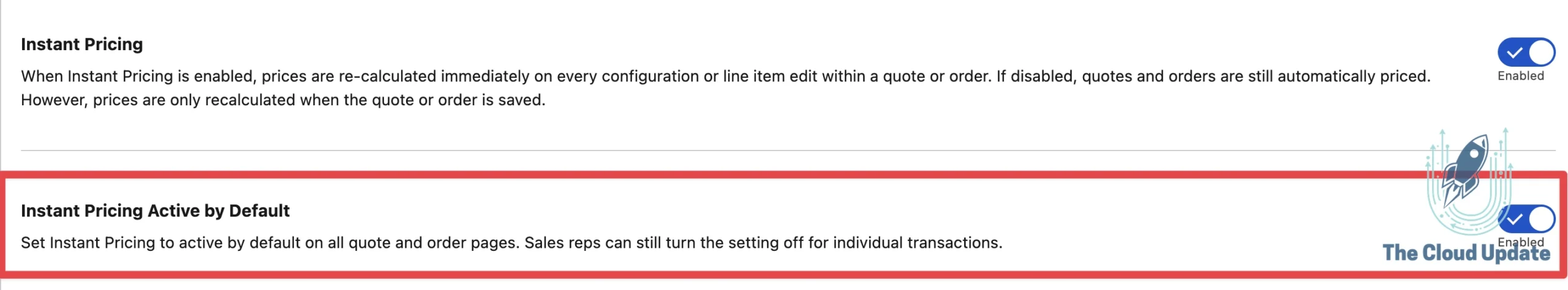 Instant Pricing Default Setting