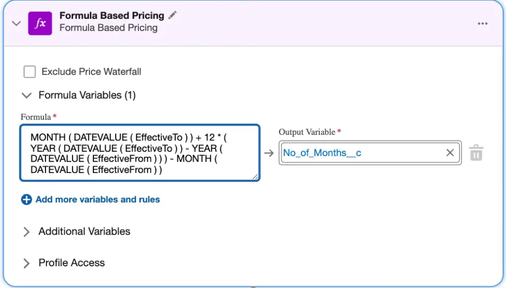 Number of Month Calculation formula element